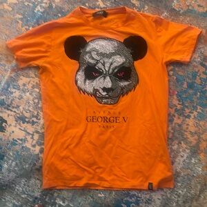 Avenue George V Paris Angry Panda Embellished Short Sleeve Tshirt